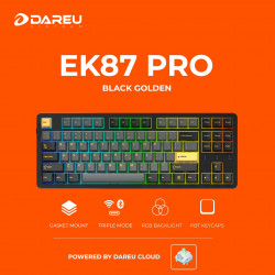 Bàn phím cơ không dây Dareu EK87 Pro Triple Mode Black Golden DareU Cloud switch