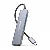 Bộ chuyển Lention CE35sH USB-C 6 trong 1 USB Type-C sang HDMI, USB-C, 3 USB 3.0, PD - Màu xám