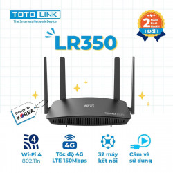 Bộ phát wifi 4G Totolink LR350 (Chuẩn N/ 300Mbps/ 4 Ăng-ten ngoài/ Khe Sim 4G/ 25 User)