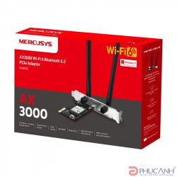 Cạc mạng không dây Mercusys PCI-E MA80XE (Chuẩn AX/ AX3000Mbps/ 2 Ăng-ten ngoài/ Bluetooth)