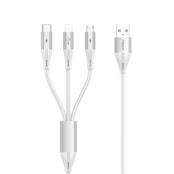 Cáp Pisen 3 đầu ra Lightning type-C Micro 1.8m AP-FC17-1800