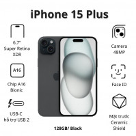 Điện thoại Apple iPhone 15 Plus (6GB/ 128Gb/ Black)