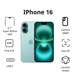Điện thoại Apple iPhone 16 (256GB/ Xanh mòng két)
