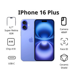 Điện thoại Apple iPhone 16 Plus (128Gb/ Xanh lưu ly)