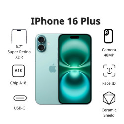 Điện thoại Apple iPhone 16 Plus (256GB/ Xanh mòng két)