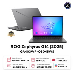 Laptop Asus Gaming ROG Zephyrus G14 GA403WP-QS045WS (AI 9 HX 370/ 32GB/ 1TB SSD/ RTX 5070 8GB/ 14 inch 3K/ 120Hz/ Win 11/ Office/ Grey/ Vỏ nhôm/ Túi/ Sạc nhanh)