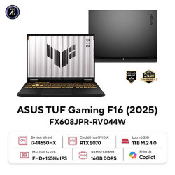 Laptop Asus TUF Gaming F16 FX608JPR-RV044W (i7 14650HX/ 16GB/ 1TB SSD/ RTX 5070 8GB/ 16 inch WUXGA/ 165Hz/ Win11/ Gray/ Vỏ nhôm)