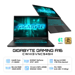 Laptop Gigabyte Gaming A16 CWHI3VNC94SH (i7 13620H/ 16GB/ 512GB SSD/ RTX 5070 8GB/ 16 inch WQXGA/ 165Hz/ Win11/ Black/ 2Y)