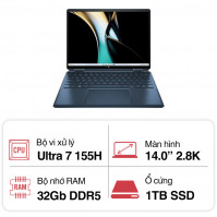 Laptop HP Spectre 14-eu0050TU A19BLPA (Ultra 7 155H/ 32GB/ 1TB SSD/ 14 inch 2.8K Touch/ Win11/ Xanh đen/ Vỏ nhôm)