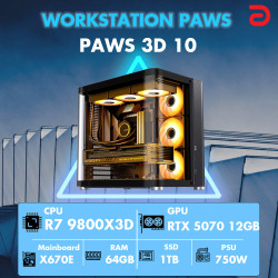 Máy tính PAWS 3D 10 (Ryzen 7 9800X3D/X870/32GB/RTX 5070)