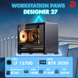 Máy tính PAWS DESIGNER 27 (I7 12700/B760/16GB/512Gb SSD/ RTX 3050 8Gb/650W)