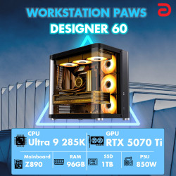 Máy tính PAWS DESIGNER 60 (Core Ultra 9 285K/Z890/96GB/RTX 5070 TI)