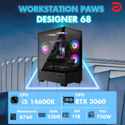 Máy tính PAWS DESIGNER 68 (Core i5 14600K/B760/32GB/RTX 3060 12Gb)