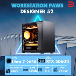 Máy trạm Workstation PAWS DESIGNER 52-Core Ultra 7/32GB/RTX5060TI 16Gb