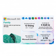 Phần mềm Office Microsoft 365 Family 6GQ-01896 (6 người/ 5 thiết bị/ người/ 12 tháng)
